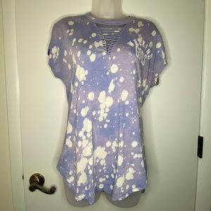 Lace Up Purple Acid Wash "Weekend Goals" Shirt